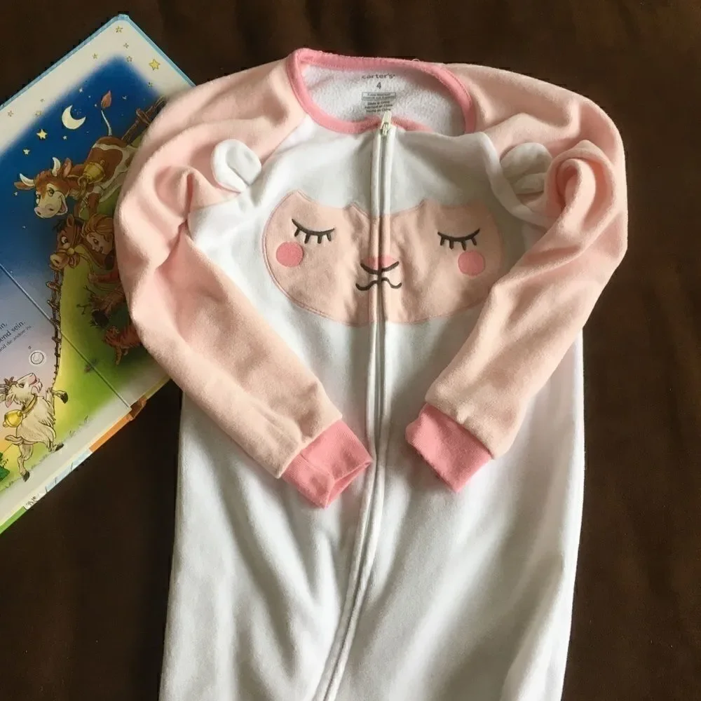 Carter’s Fleece Sheep Overall Pyjamas 4T EUC